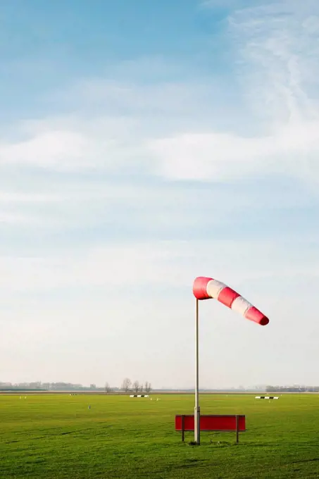 Wind sock on Midden-Zeeland airfield, Arnemuiden, Zeeland, Netherlands