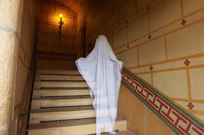 Ghost floating on ornate stairs