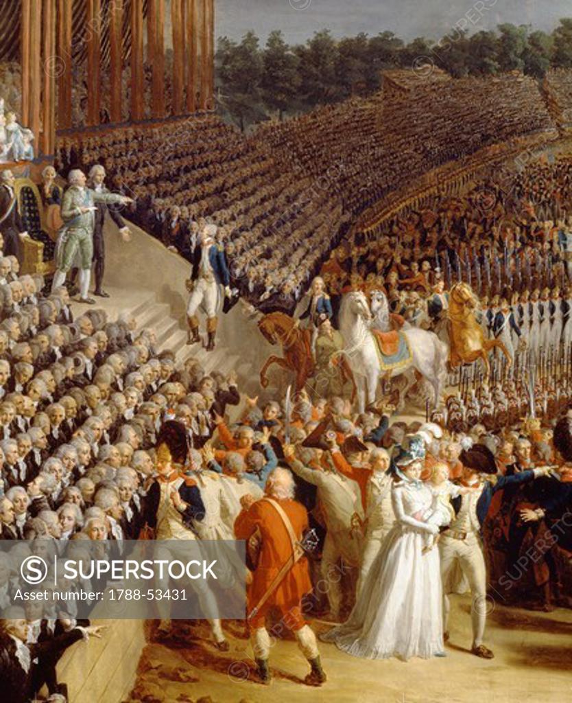 Stock Photo: 1788-53431 The Celebration of the Federation, Champs de Mars, Paris, detail from a painting by Charles Thevenin (1764-1838), 1790. French Revolution. France, 18th century.