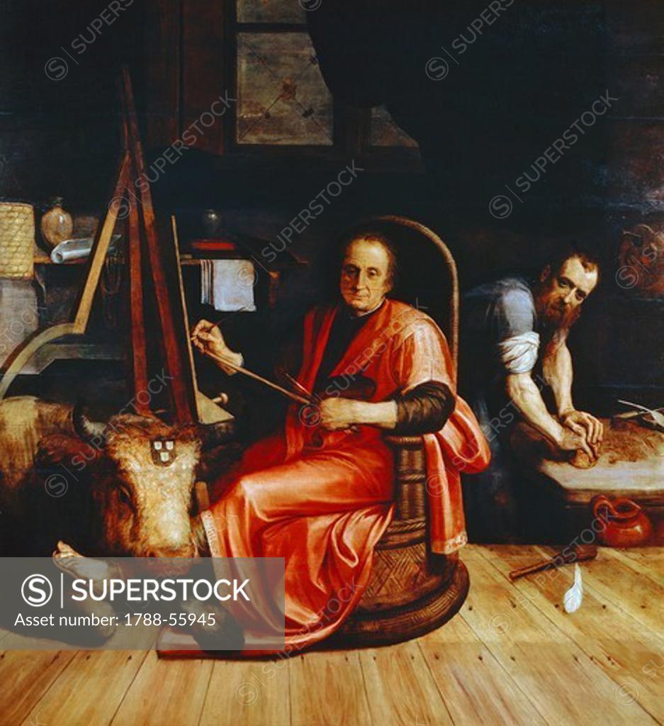 Stock Photo: 1788-55945 St Luke, by Frans Floris de Vriendt (1516-1570), oil on canvas, 214x197 cm.