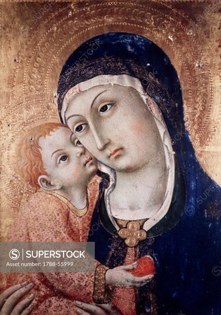 Stock Photo: 1788-55999 Madonna and Child, 1450-1460, by Sano di Pietro (1405-1481), painting on wood. Bishop's Palace in Grosseto, Italy.