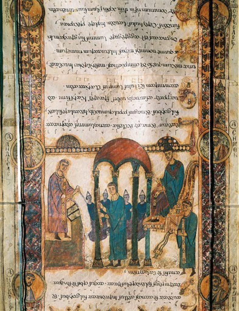 Prayer of a Deacon, miniature from the Exultet (Easter Proclamation) of Bari, manuscript, 11th Century.