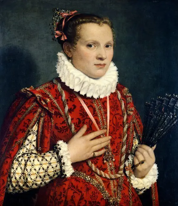 Portrait of a lady with a fan, ca 1570-1580, by Giovanni Battista Moroni (ca 1525-1578), oil on canvas, 73.5 cm x65.