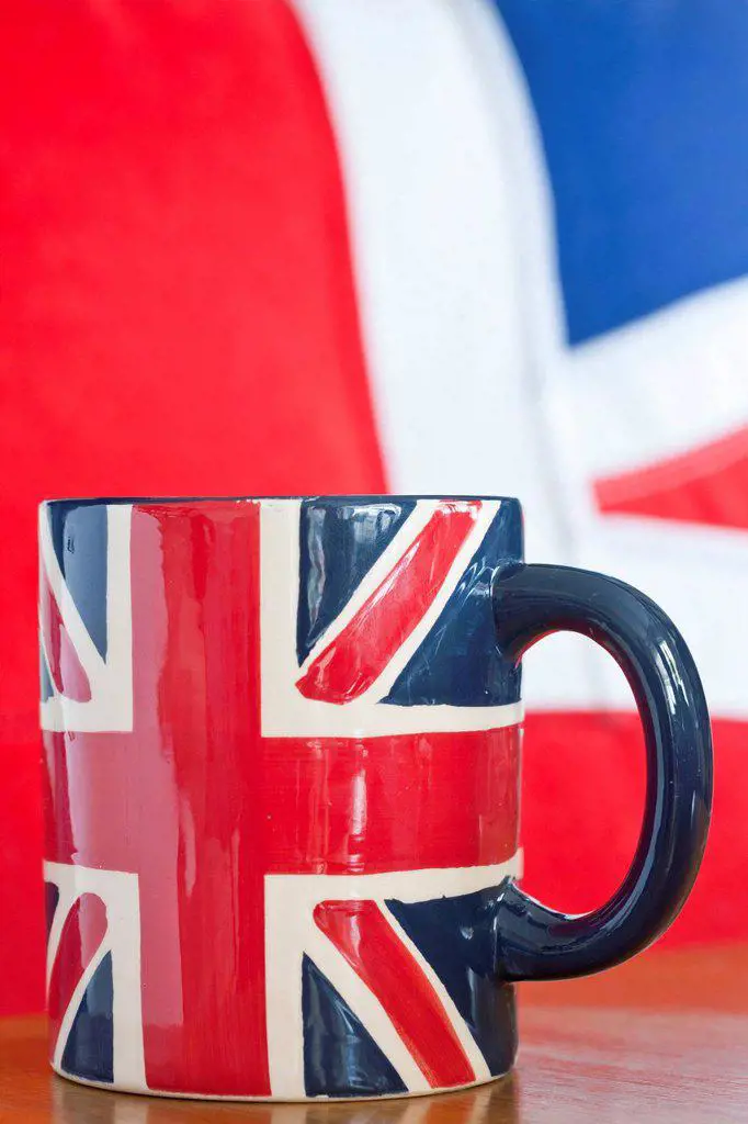 United Kingdom, London, mug with the flag of the United Kingdom also known as the Union Jack
