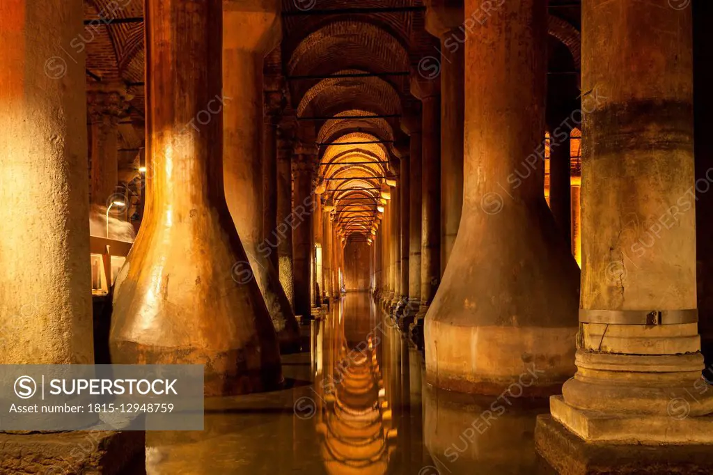 Turkey, Istanbul, indoor view of Basilica Cistern