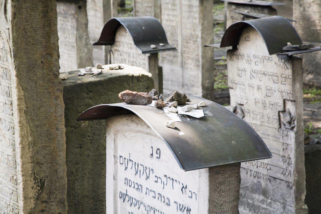 Poland, Cracow, Remuh cemetery, Jewish gravestones