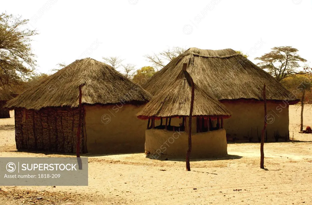 Traditional mud huts in a village, Caprivi Strip, Namibia