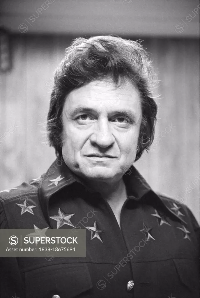 Johnny Cash (1932-2003), American Singer, Songwriter, Musician and Actor, head and shoulders Portrait, Warren K. Leffler, US News & World Report Magazine Collection, 1977
