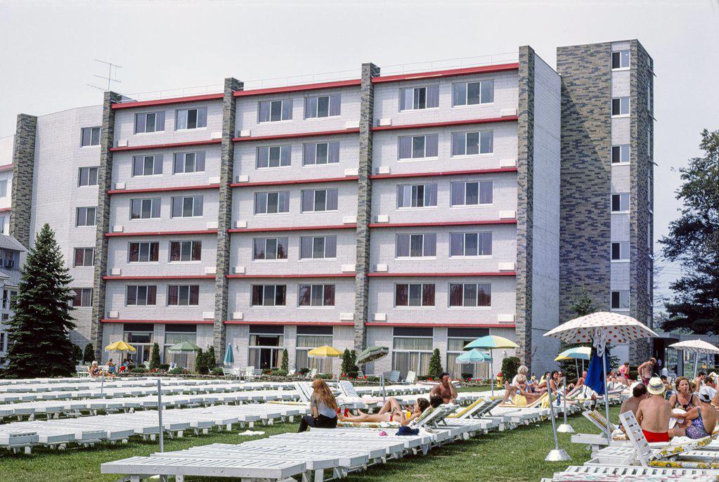 Pool Area, Kutsher's Hotel, Thompson, New York, USA, John Margolies Roadside America Photograph Archive, 1977