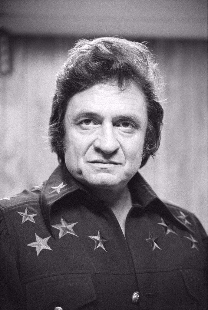 Johnny Cash (1932-2003), American Singer, Songwriter, Musician and Actor, head and shoulders Portrait, Warren K. Leffler, US News & World Report Magazine Collection, 1977
