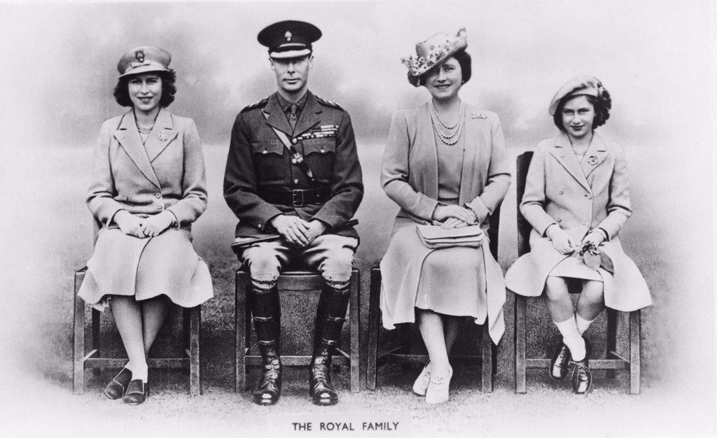King George VI, H.M. Queen Elizabeth, Princesses Elizabeth and Margaret, of United Kingdom, Portrait, World War II