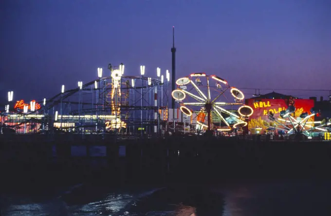 Steeplechase Pier at Night, Atlantic City, New Jersey, USA, John Margolies Roadside America Photograph Archive, 1978