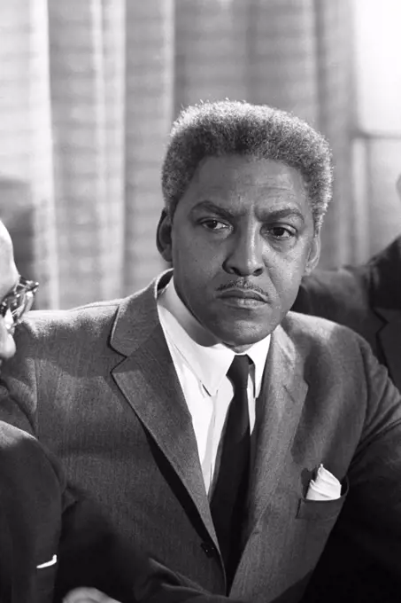 Bayard Rustin (1912-1987), American civil rights activist, attending Walter Reuther Press Conference, Warren K. Leffler, US News & World Report Magazine Collection, March 17, 1965