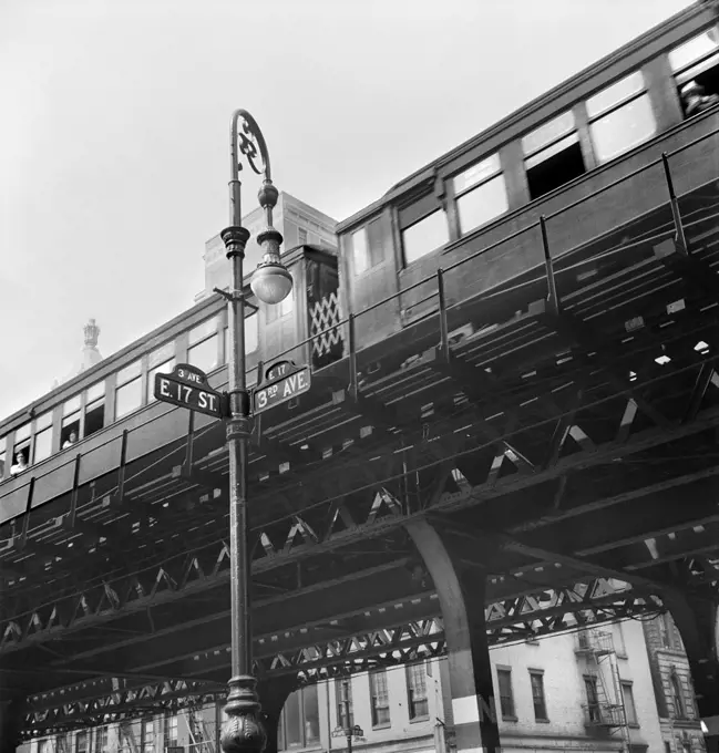 Third Avenue elevated railway at 17th Street, New York City, New York, USA, Marjory Collins, U.S. Office of War Information/U.S. Farm Security Administration, September 1942