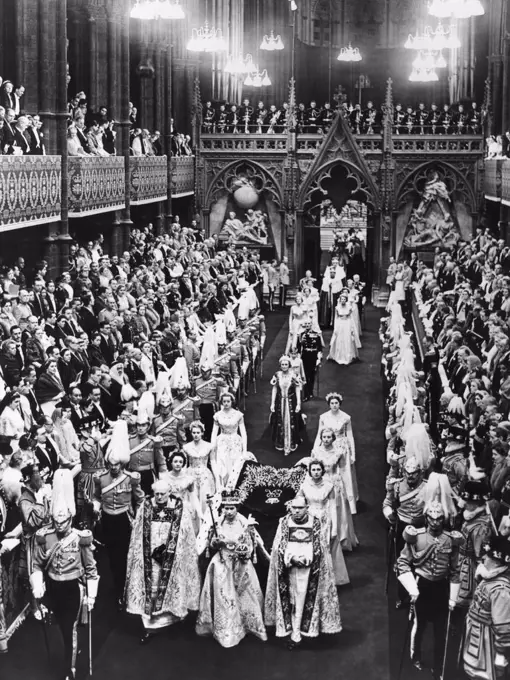 Queen Elizabeth II, on her Coronation Day, Westminster Abbey, London, England, UK, June 2, 1952