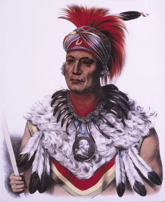 Wa-Pel-La, Musquakee Chief, Lithograph by McKenney and Hall after Painting by Charles Bird King, circa 1838