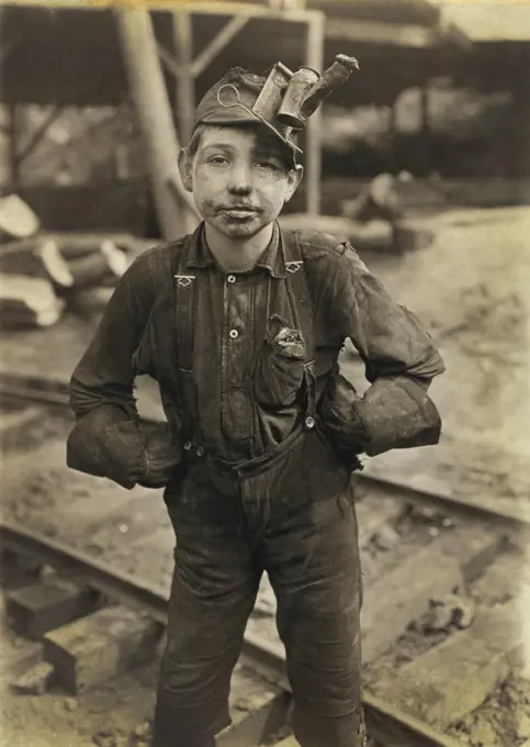 Tipple Boy, Turkey Knob Mine, Three-Quarter Length Portrait, MacDonald, West Virginia, USA, Lewis Hine for National Child Labor Committee, August 1908