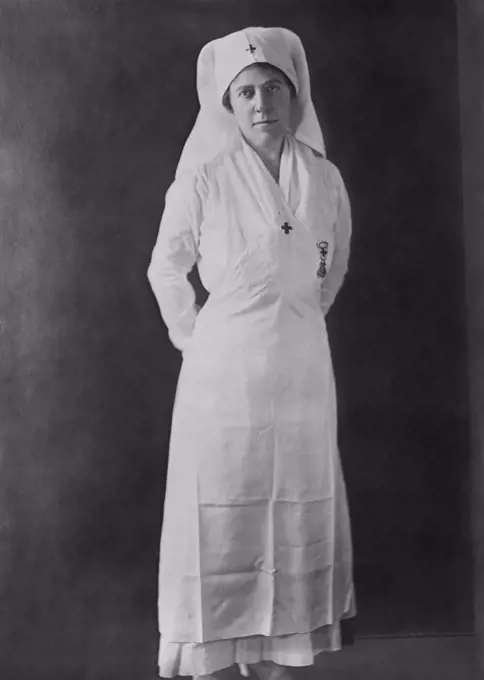 Mary Walker Fearn, Mrs. Seth Barton Finch, Full-Length Portrait in Nurse Uniform, Bain News Service, 1917