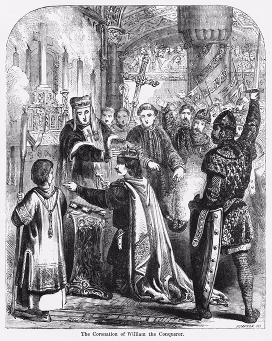 The Coronation of William the Conqueror, Illustration from John Cassell's Illustrated History of England, Vol. I from the earliest period to the reign of Edward the Fourth, Cassell, Petter and Galpin, 1857