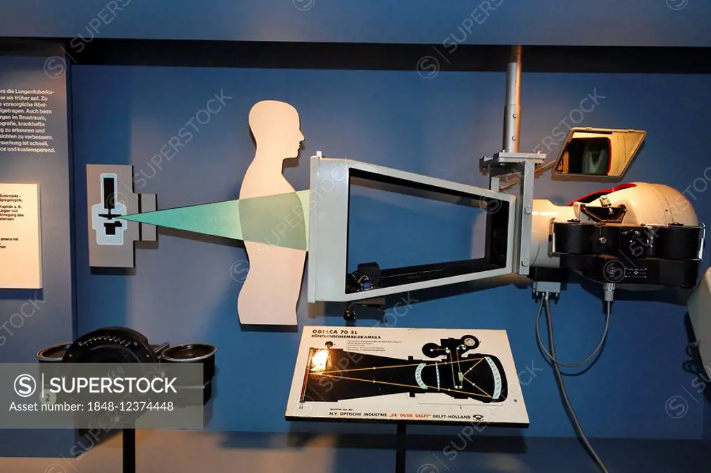 Roentgen camera ODELCA 70 SL, exhibit at German Roentgen Museum, Remscheid-Lennep, Germany