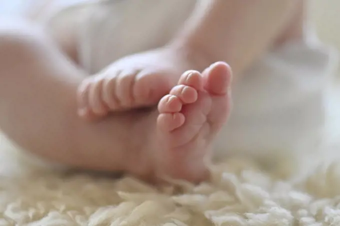 Baby feet, infant, girl, 10 days, Stuttgart, Baden-Württemberg, Germany, Europe