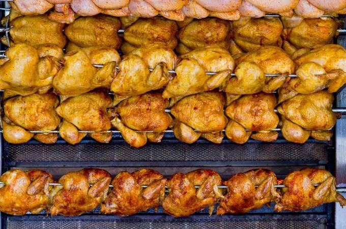 Roast chicken, Dresden, Saxony, Germany, Europe