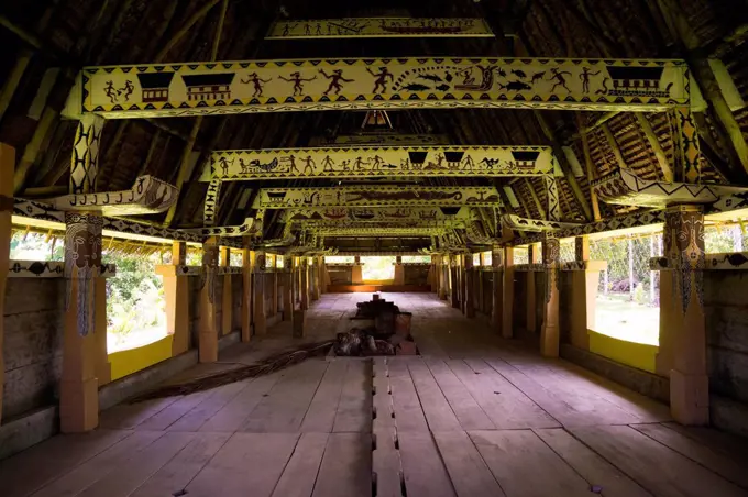 Traditional Bai, men's house, interior, Babeldaob, Palau