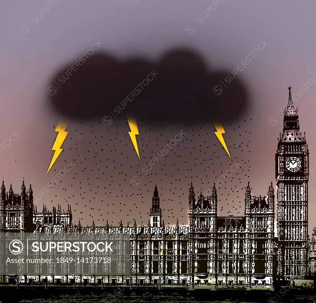 Thunderstorm over the Houses of Parliament, Westminster, london, England
