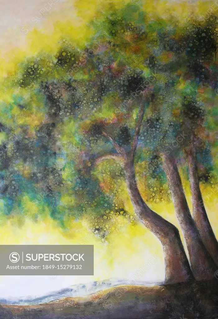 Painting of dappled trees