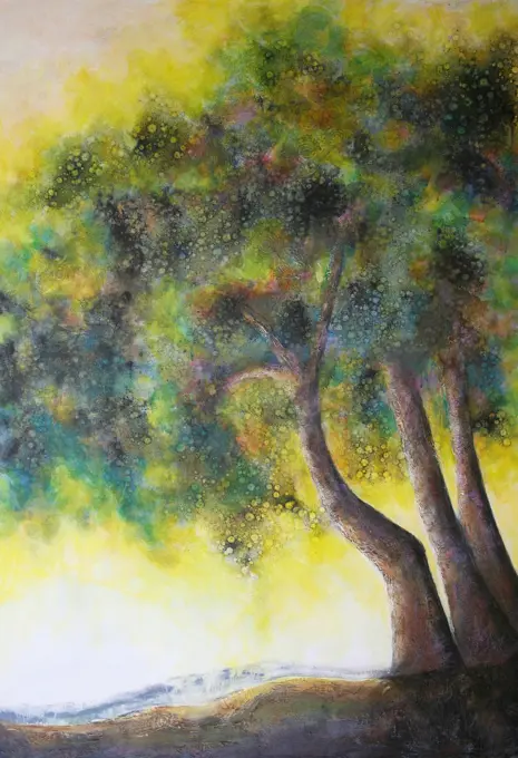 Painting of dappled trees