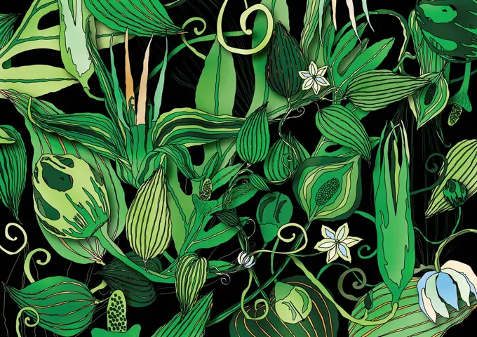 Lush green foliage pattern