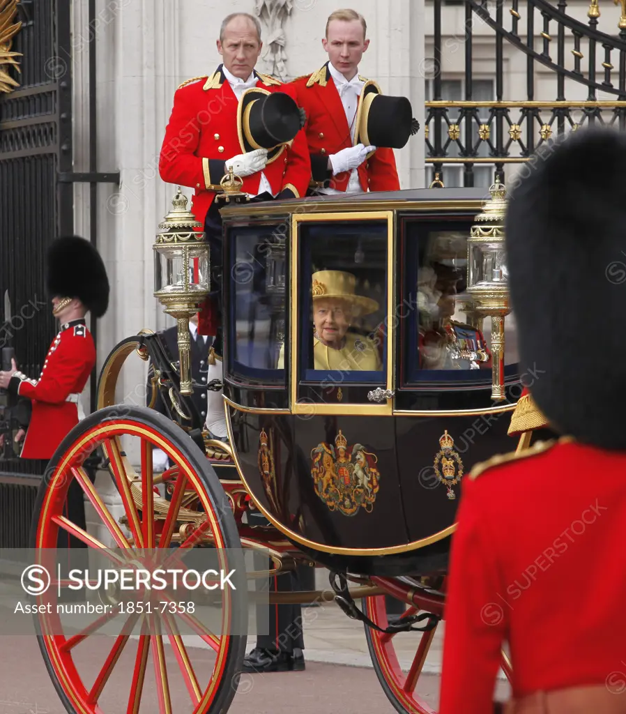 Queen Elizabeth II  and Prince Philip leave from Buckingham Palace  at the Trooping of the Colour Ceremony  June 2012