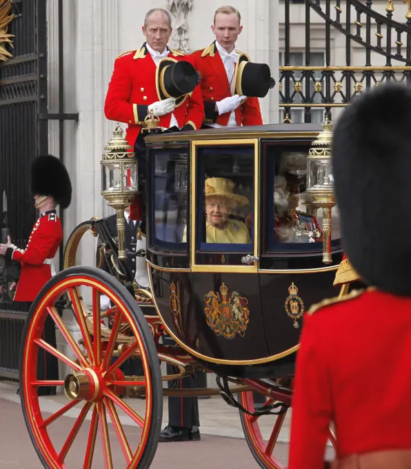 Queen Elizabeth II  and Prince Philip leave from Buckingham Palace  at the Trooping of the Colour Ceremony  June 2012