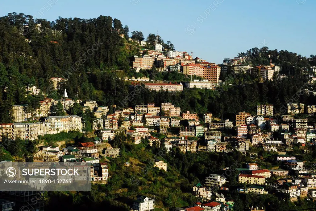 View of Shimla houses, Shimla, Himachal Pradesh, India, Asia - SuperStock