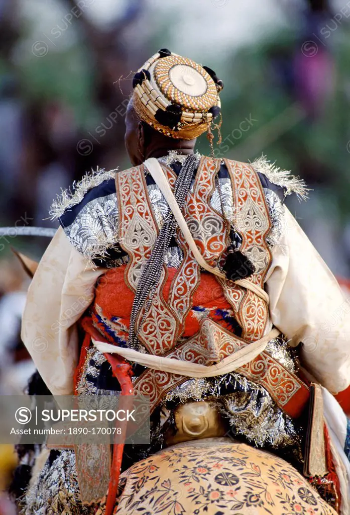 Nigerian chief at tribal gathering durbar cultural event at Maiduguri in Nigeria, West Africa