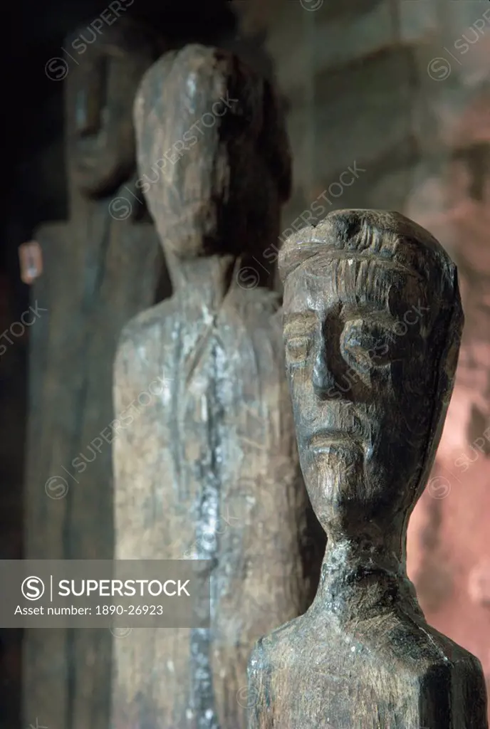Statues of Gauls or Celts in oak, dating from around 200 BC, France, Europe