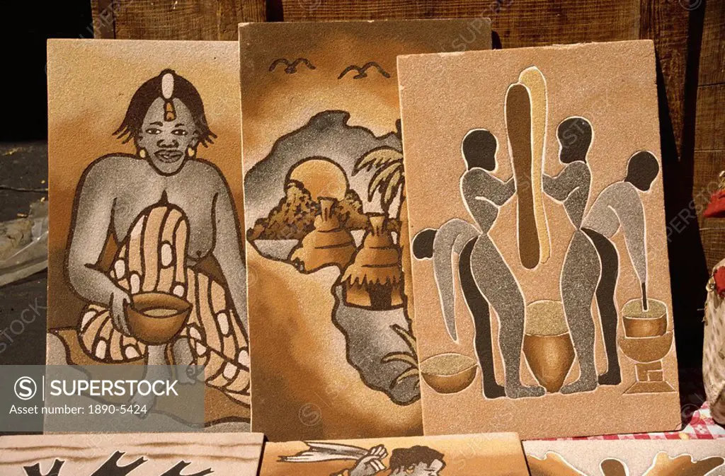 Sand paintings, Dakar, Senegal, West Africa, Africa
