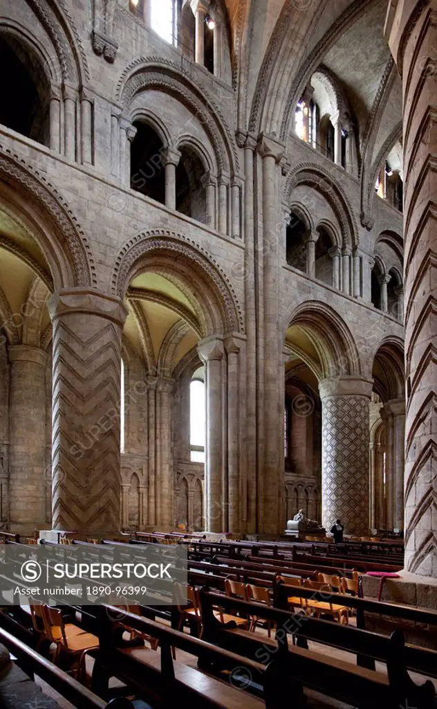 University of Wisconsin Digital Collections - #MarbleMonday: Durham  Cathedral interior north choir aisle looking west. The wall arcade has dark  limestone shafts of Frosterley marble. This photo is part of the new