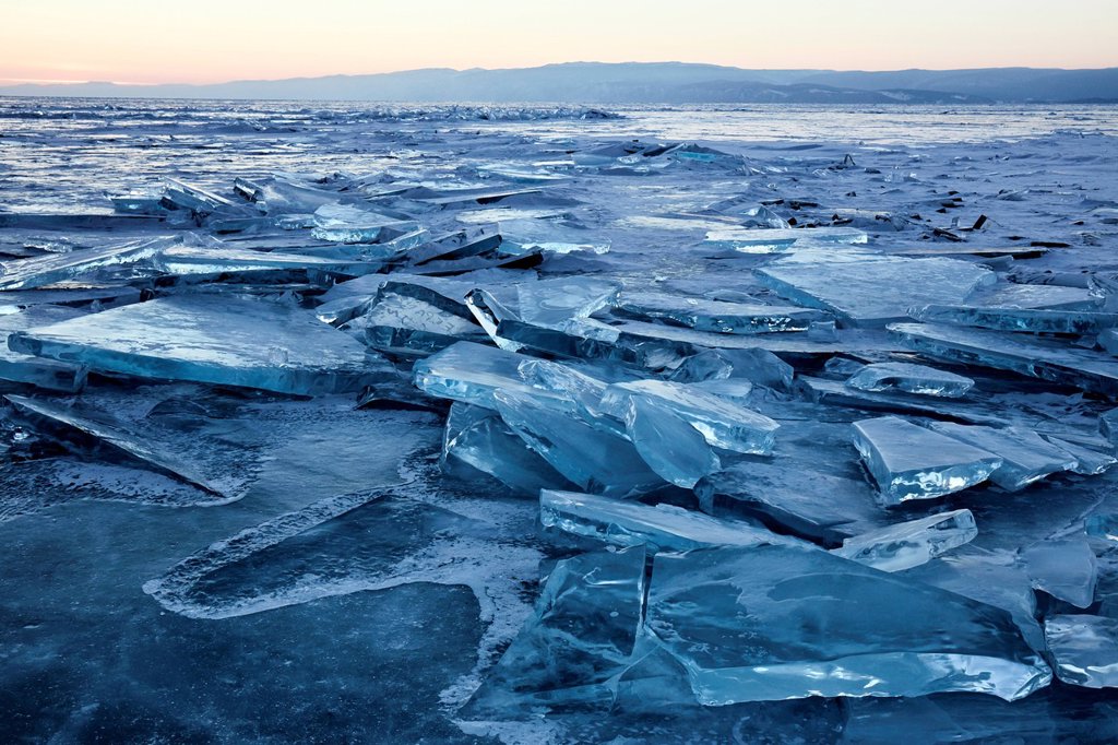Lake Baikal in winter ice, Siberia, Russia, Europe