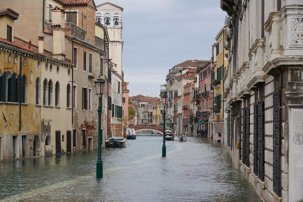 High tide in Venice in November 2019, Fondamenta della Misericordia, Venice, UNESCO World Heritage Site, Veneto, Italy, Europe