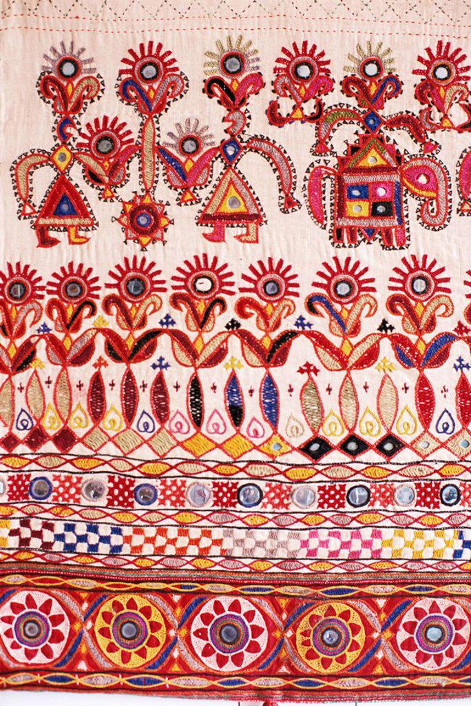 Traditional Rabari tribal embroidered fabrics, Kutch, Gujarat state, India, Asia