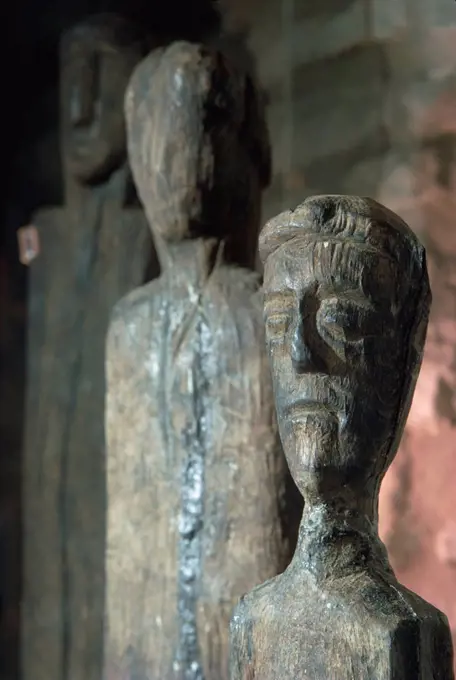 Statues of Gauls or Celts in oak, dating from around 200 BC, France, Europe