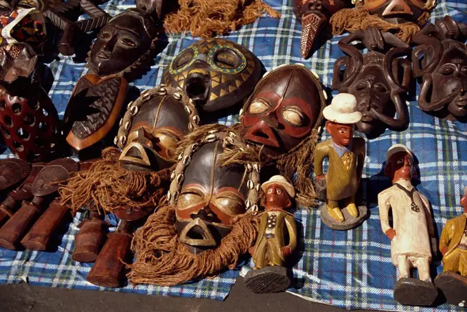 Masks, Dakar, Senegal, West Africa, Africa