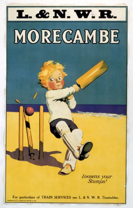 ´Morecambe Loosens Your Stumps!’, LNWR poster, 1923-1947.