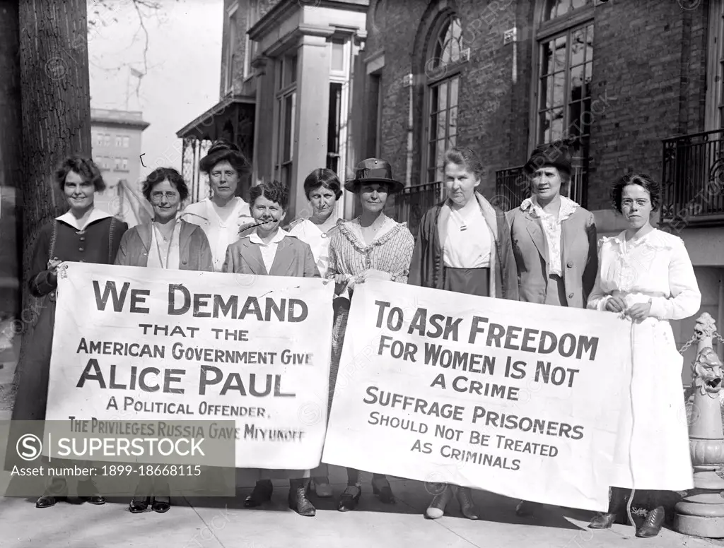 Woman Suffrage Movement - Woman Suffrage banners - freedom for Alice Paul circa 1917.