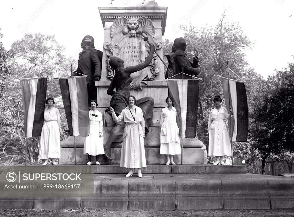 Woman Suffrage Movement - Demonstrators at Lafayette Statue circa 1918.