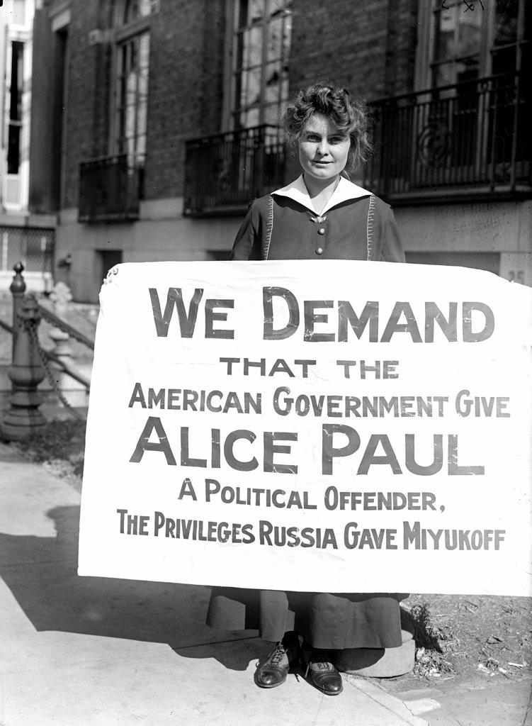 Woman Suffrage Banners - Woman Suffrage Movement - Woman suffrage picketers for Alice Paul circa 1917.