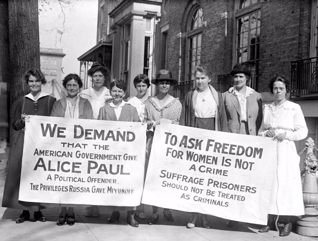 Woman Suffrage Movement - Woman Suffrage banners - freedom for Alice Paul circa 1917.