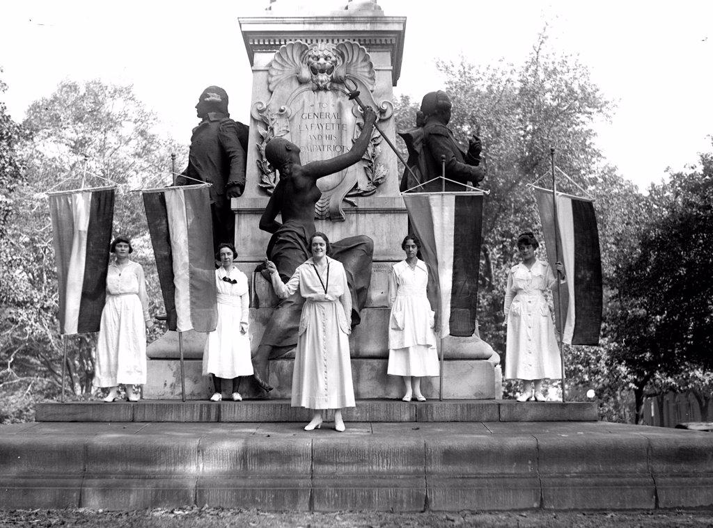 Woman Suffrage Movement - Demonstrators at Lafayette Statue circa 1918.
