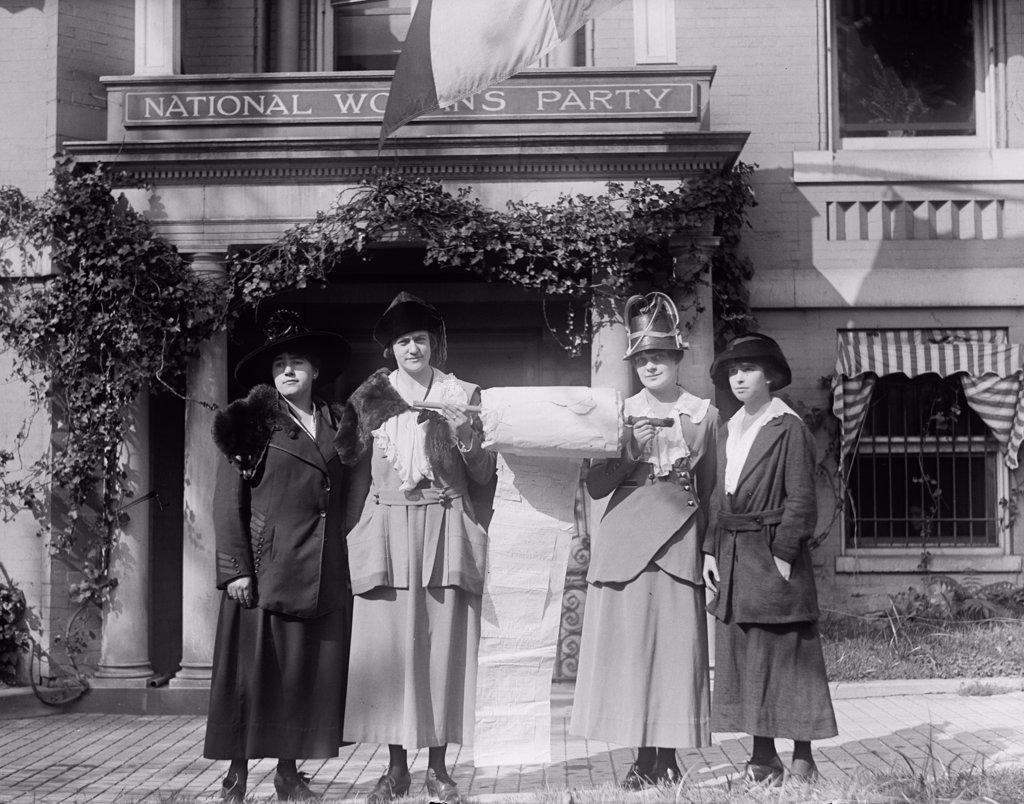 Woman Suffrage Movement - Suffragettes with banners Washington D.C. circa 1918.